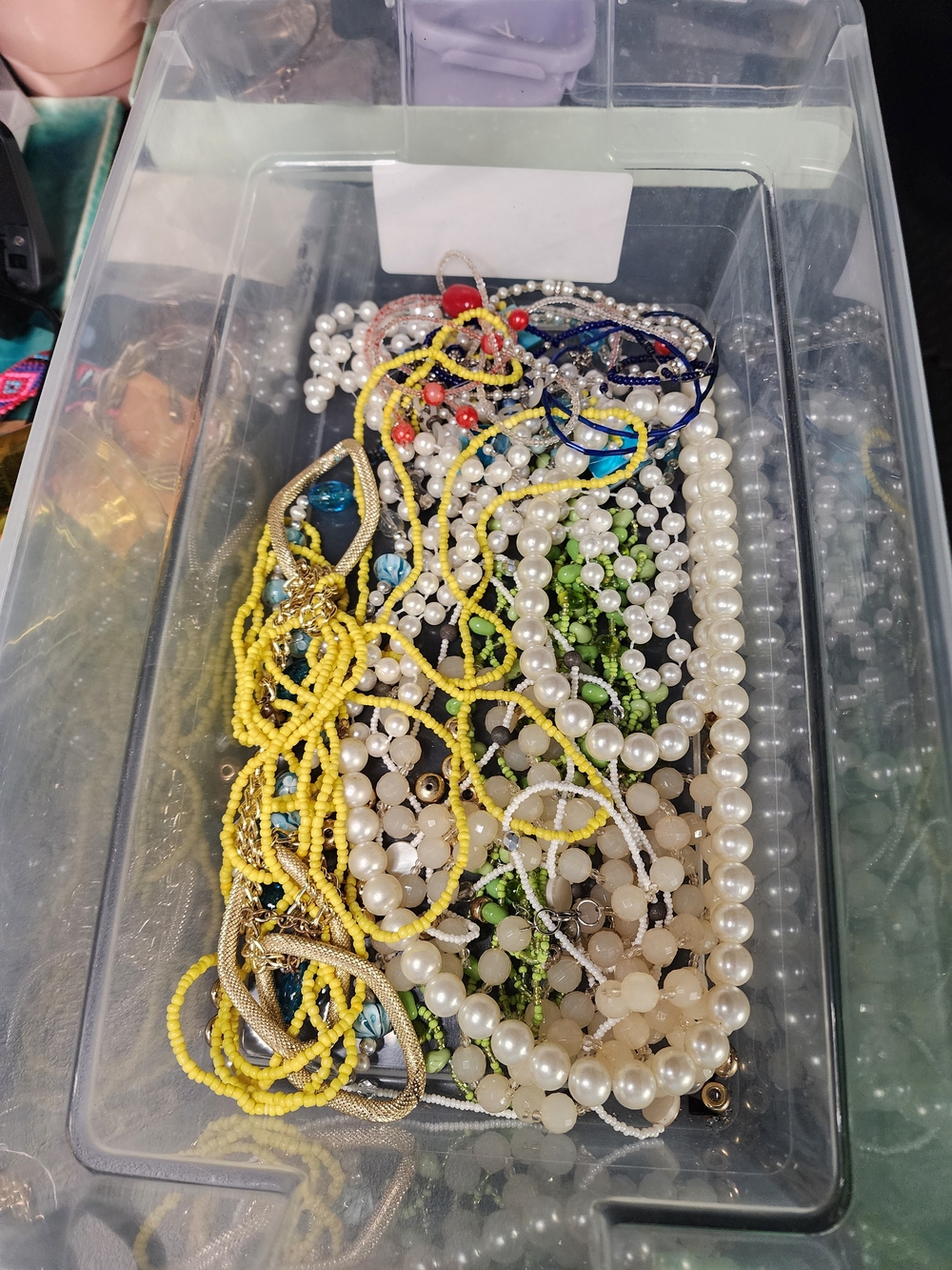 Mixed Beaded Necklace Lot - Yellow, White, Green, Blue Accents